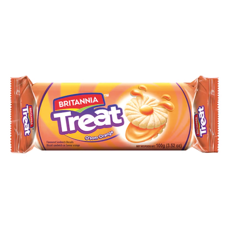 Britannia Treat O’som Orange Flavoured Sandwich Biscuits