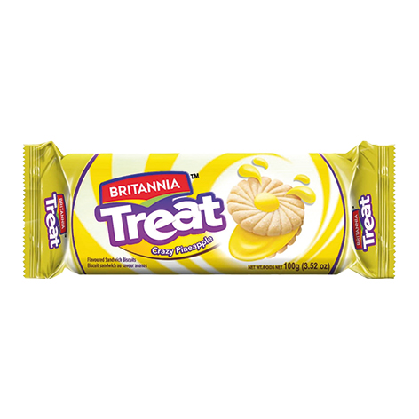 Britannia Treat Crazy Pineapple Flavoured Sandwich Biscuits