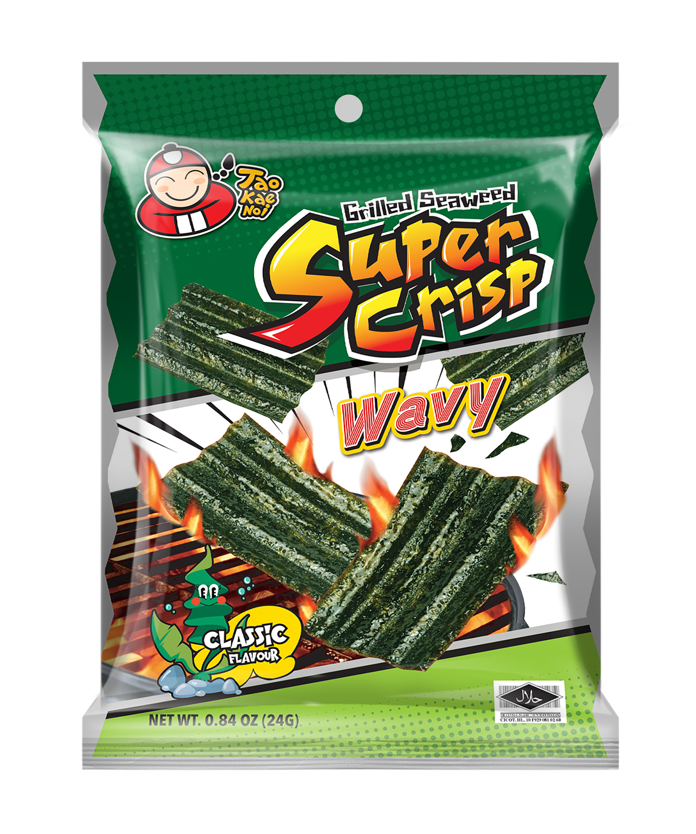 Taokaenoi Seaweed Snacks Grilled Super Crisp Wavy Classic Flavour