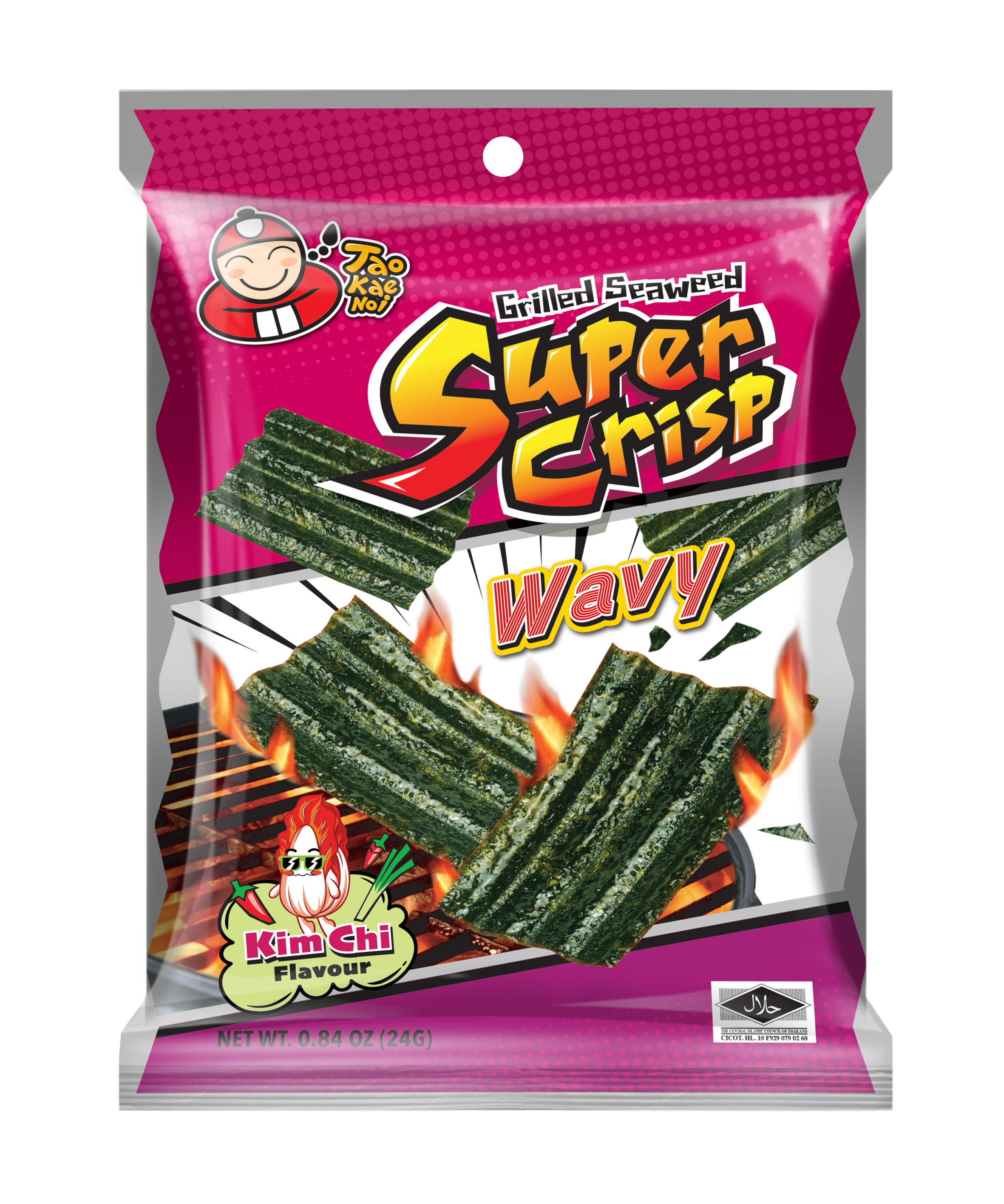 Taokaenoi Seaweed Snacks Grilled Super Crisp Wavy Kimchi Flavou